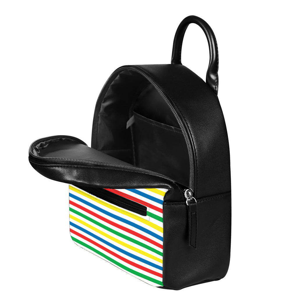 Colorful Striped Pattern Print Leather Backpack