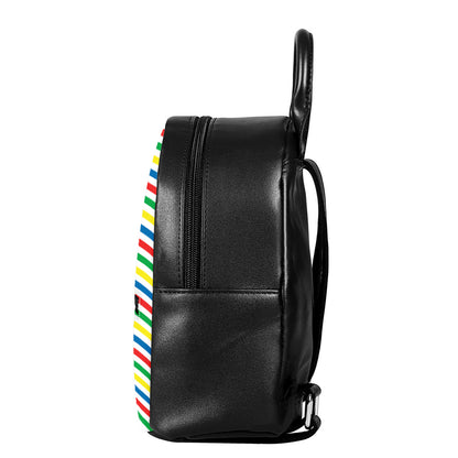 Colorful Striped Pattern Print Leather Backpack