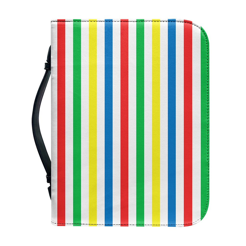 Colorful Striped Pattern Print Leather Bible Cover