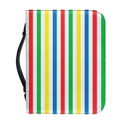 Colorful Striped Pattern Print Leather Bible Cover