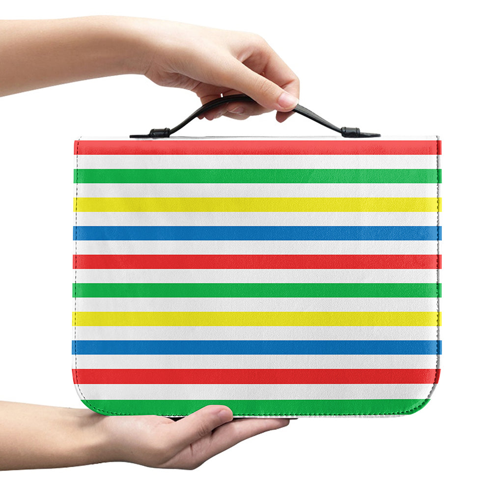 Colorful Striped Pattern Print Leather Bible Cover