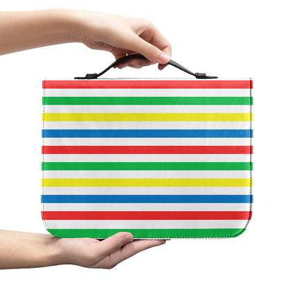 Colorful Striped Pattern Print Leather Bible Cover