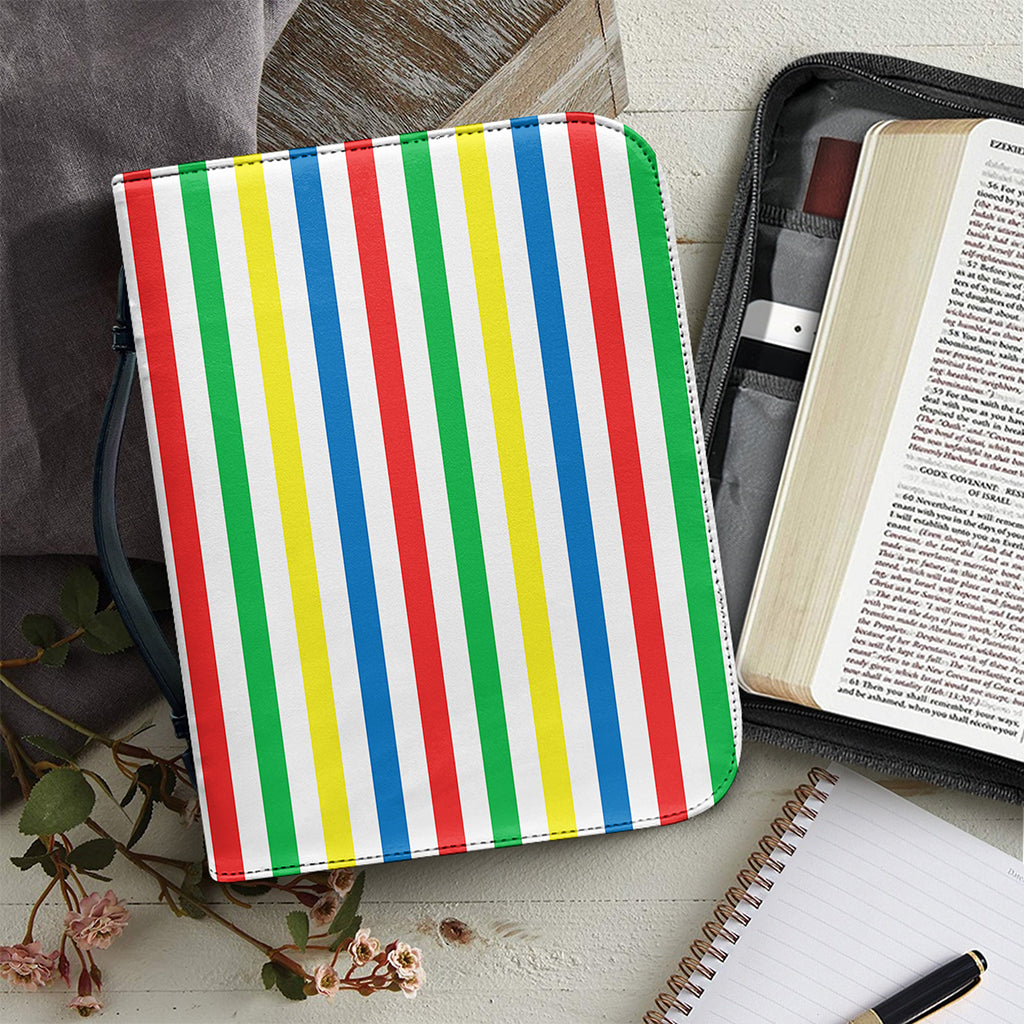 Colorful Striped Pattern Print Leather Bible Cover