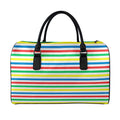 Colorful Striped Pattern Print Leather Duffel Bag