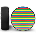 Colorful Striped Pattern Print Leather Spare Tire Cover