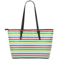 Colorful Striped Pattern Print Leather Tote Bag With Zipper