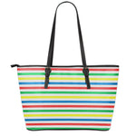 Colorful Striped Pattern Print Leather Tote Bag