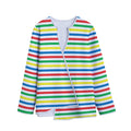Colorful Striped Pattern Print Long Sleeve Short Coat