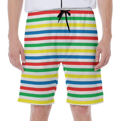 Colorful Striped Pattern Print Men's Beach Shorts