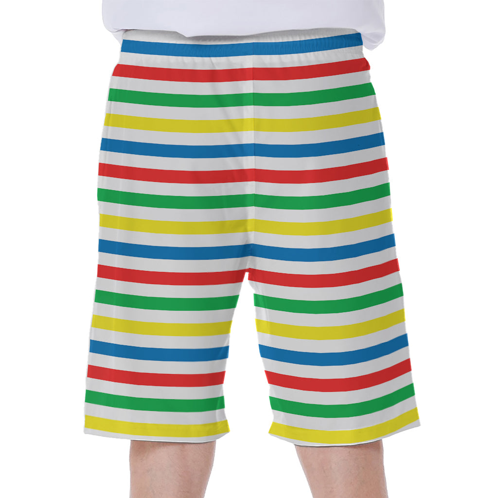 Colorful Striped Pattern Print Men's Beach Shorts