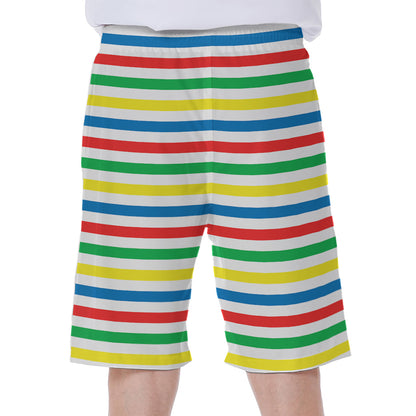 Colorful Striped Pattern Print Men's Beach Shorts