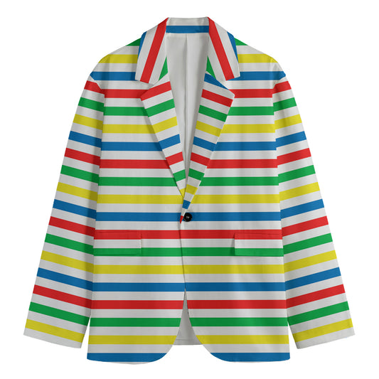 Colorful Striped Pattern Print Men's Blazer