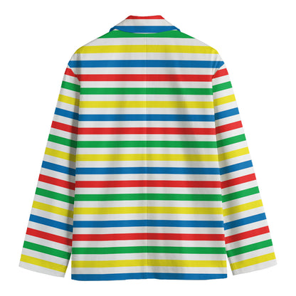Colorful Striped Pattern Print Men's Blazer
