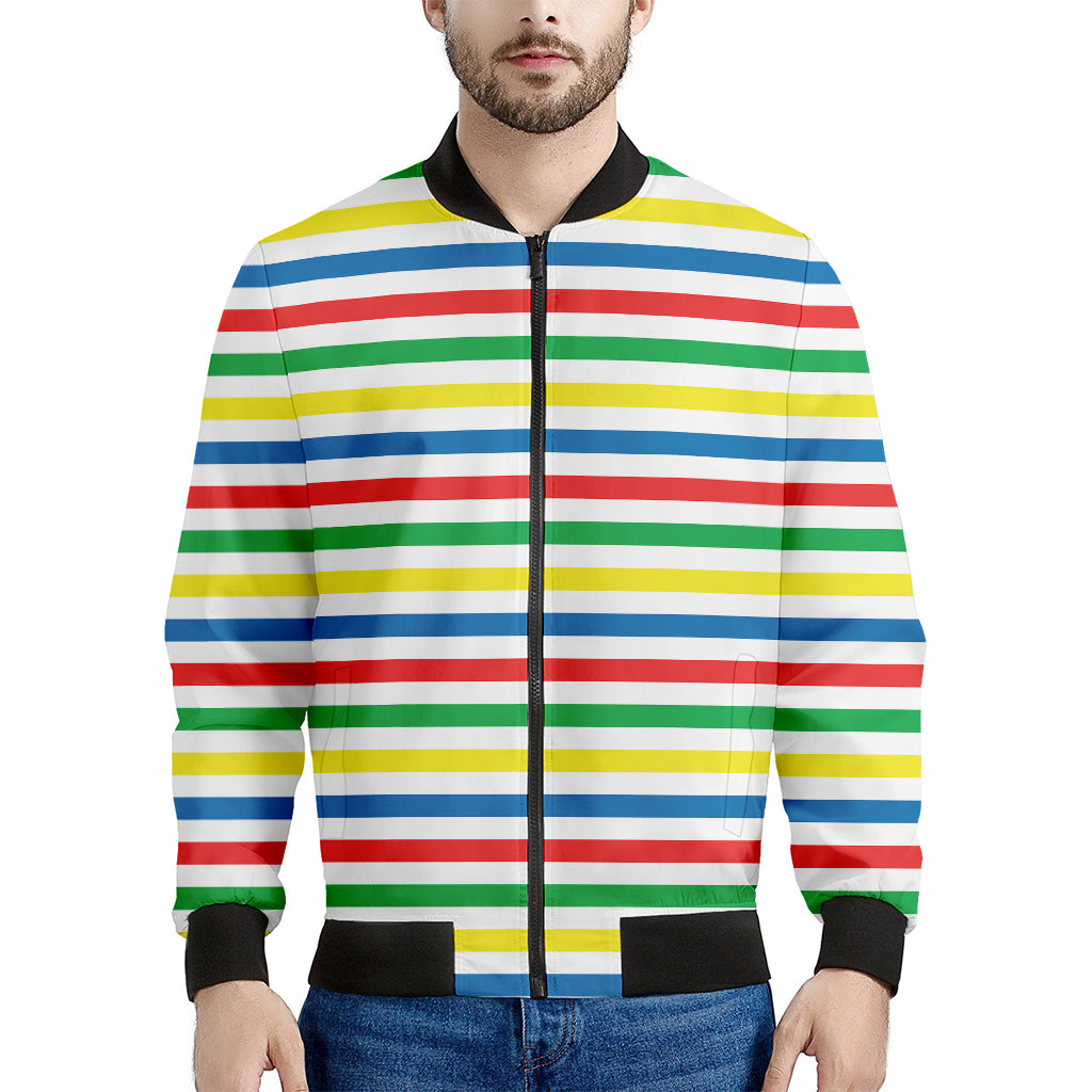 Colorful Striped Pattern Print Men's Bomber Jacket