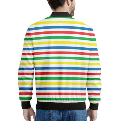 Colorful Striped Pattern Print Men's Bomber Jacket