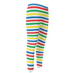 Colorful Striped Pattern Print Men's Compression Pants
