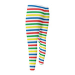 Colorful Striped Pattern Print Men's Compression Pants