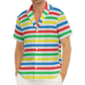 Colorful Striped Pattern Print Men's Deep V-Neck Shirt