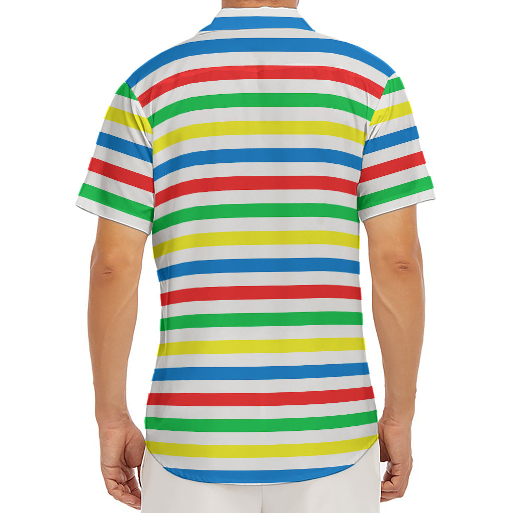 Colorful Striped Pattern Print Men's Deep V-Neck Shirt