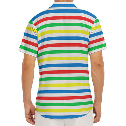 Colorful Striped Pattern Print Men's Deep V-Neck Shirt