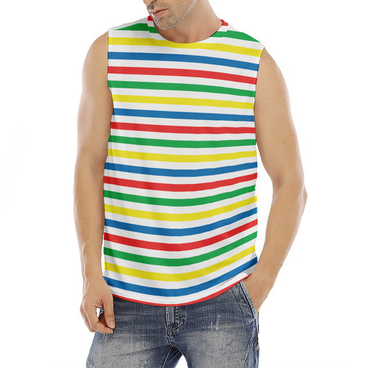 Colorful Striped Pattern Print Men's Fitness Tank Top