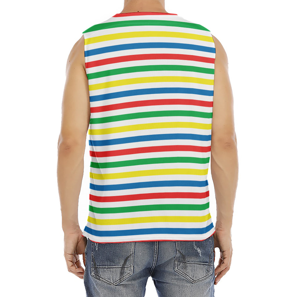 Colorful Striped Pattern Print Men's Fitness Tank Top
