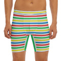 Colorful Striped Pattern Print Men's Long Boxer Briefs