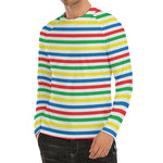 Colorful Striped Pattern Print Men's Long Sleeve Rash Guard