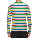 Colorful Striped Pattern Print Men's Long Sleeve Rash Guard
