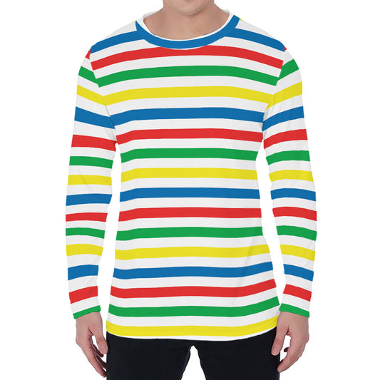 Colorful Striped Pattern Print Men's Long Sleeve T-Shirt
