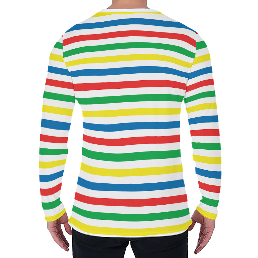 Colorful Striped Pattern Print Men's Long Sleeve T-Shirt