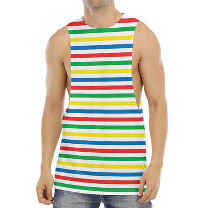 Colorful Striped Pattern Print Men's Muscle Tank Top