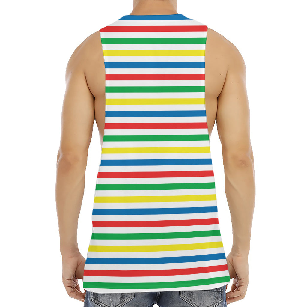 Colorful Striped Pattern Print Men's Muscle Tank Top