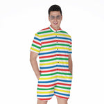 Colorful Striped Pattern Print Men's Rompers