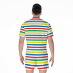 Colorful Striped Pattern Print Men's Rompers