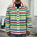 Colorful Striped Pattern Print Men's Shirt Jacket