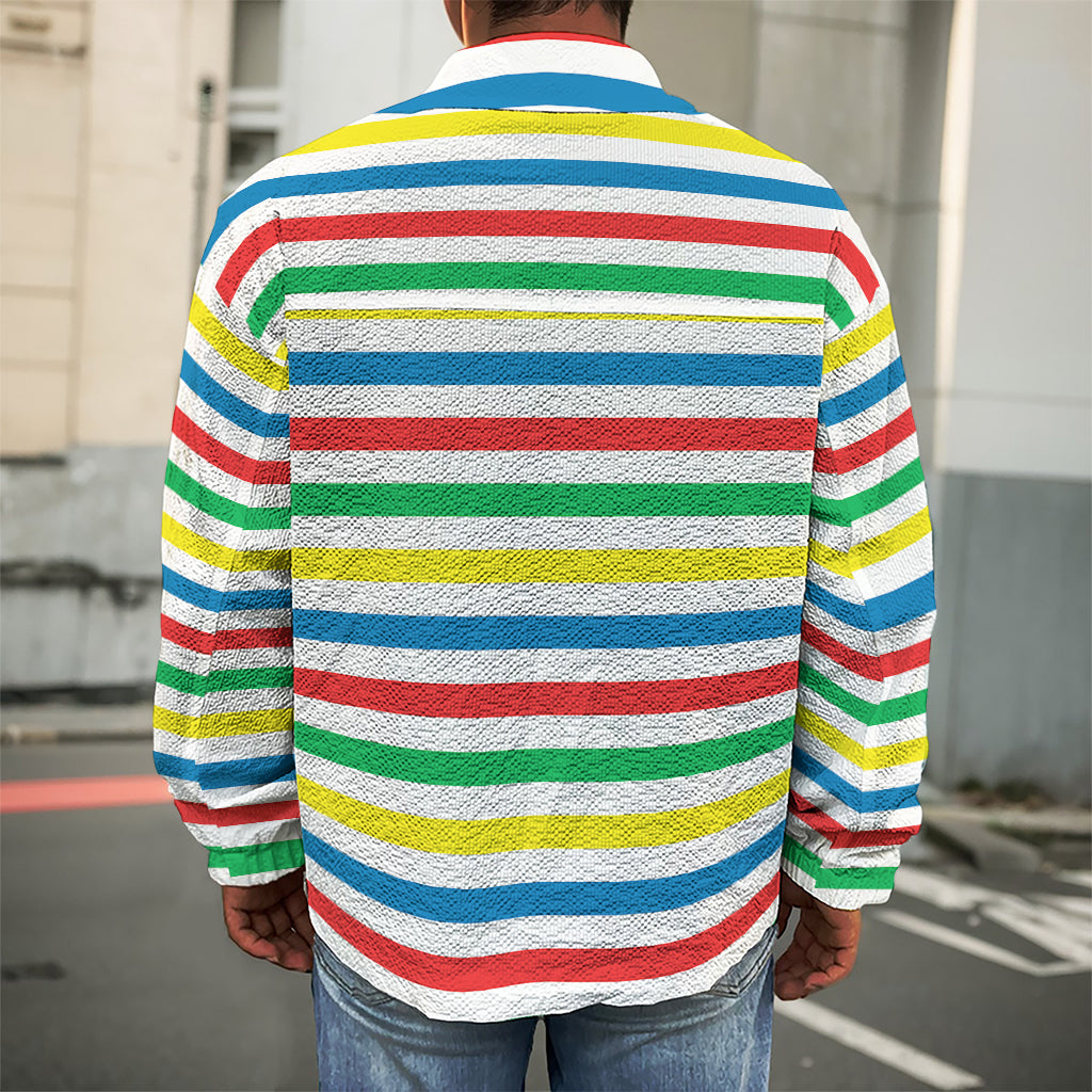 Colorful Striped Pattern Print Men's Shirt Jacket