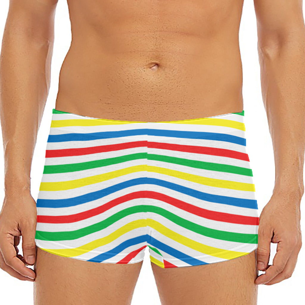 Colorful Striped Pattern Print Men's Short Boxer Briefs
