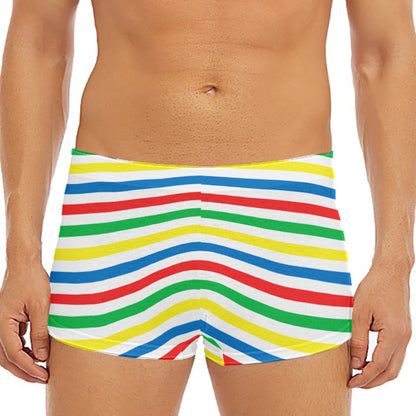 Colorful Striped Pattern Print Men's Short Boxer Briefs