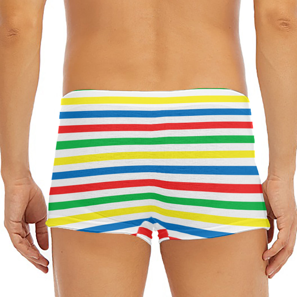 Colorful Striped Pattern Print Men's Short Boxer Briefs