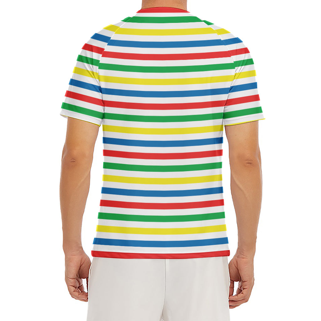 Colorful Striped Pattern Print Men's Short Sleeve Rash Guard