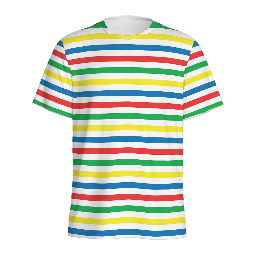Colorful Striped Pattern Print Men's Sports T-Shirt