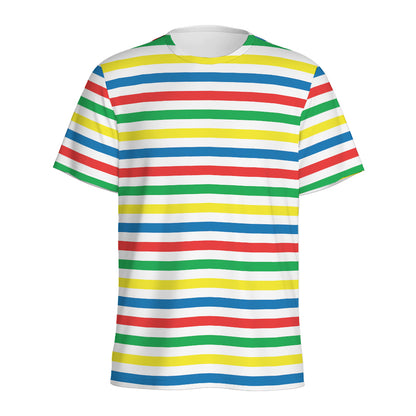 Colorful Striped Pattern Print Men's Sports T-Shirt