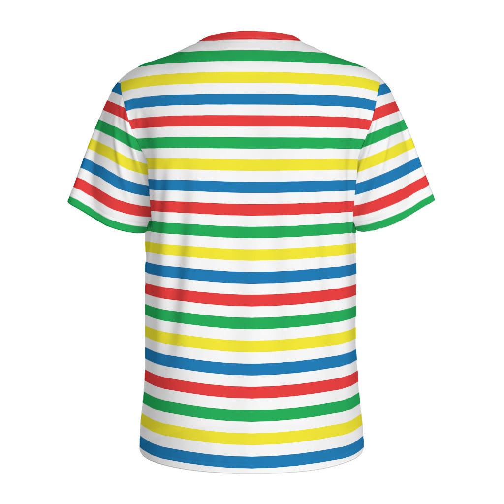 Colorful Striped Pattern Print Men's Sports T-Shirt
