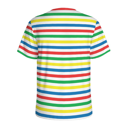 Colorful Striped Pattern Print Men's Sports T-Shirt