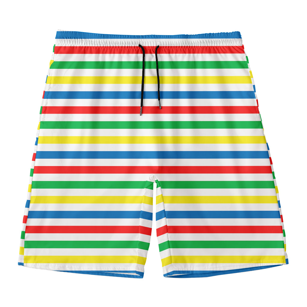 Colorful Striped Pattern Print Men's Swim Trunks