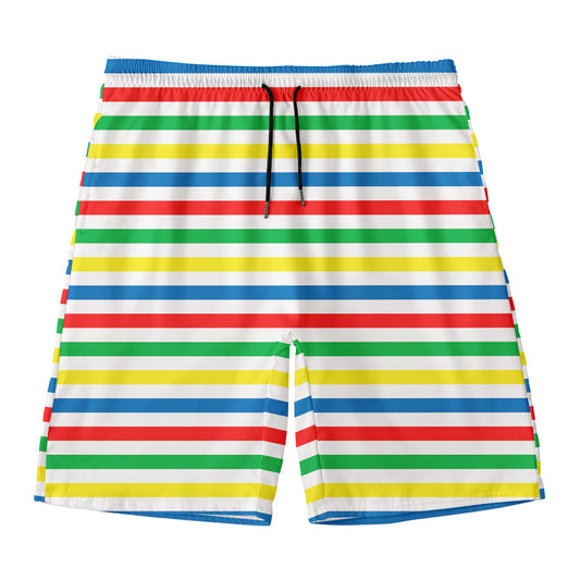 Colorful Striped Pattern Print Men's Swim Trunks