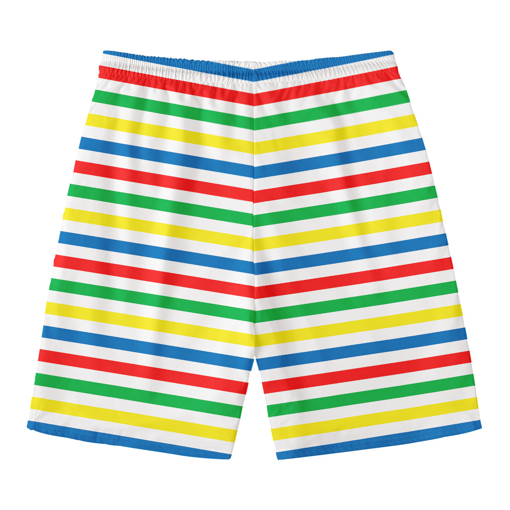 Colorful Striped Pattern Print Men's Swim Trunks