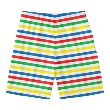 Colorful Striped Pattern Print Men's Swim Trunks