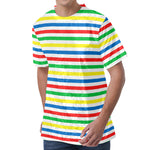 Colorful Striped Pattern Print Men's Velvet T-Shirt